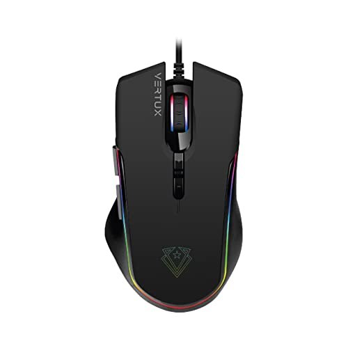 Vertux Assaulter Gaming Mouse | Up to 10000 DPI Optical Sensor Lights | Wired Optical Gaming Mouse | Ultra-Fast 10 Million Clicks | Lightweight RGB Gaming Mouse – Black