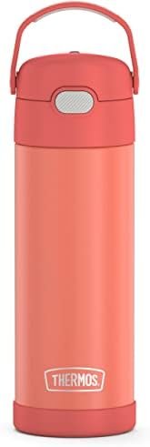 THERMOS FUNTAINER 16 Ounce Stainless Steel Vacuum Insulated Bottle with Wide Spout Lid, Apricot