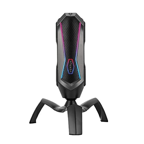 Vertux Cardioid Gaming Microphone with RGB Effects Anti Vibration Shock Mount | Four Polar Patterns Pop Filter | Gain Control | Podcasts | Twitch | YouTube | Discord Black | Marshal