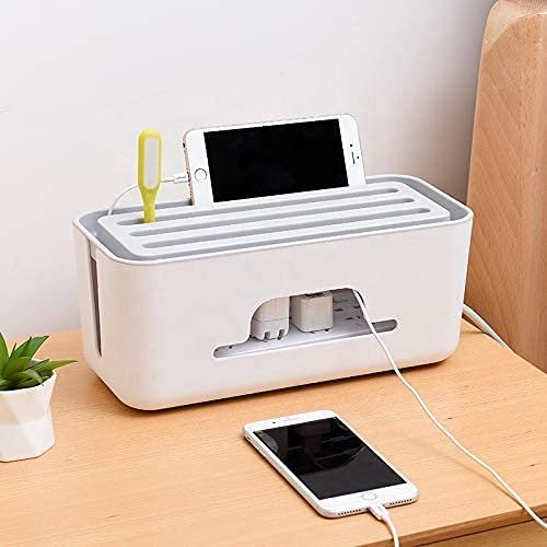 Xacton Cable Management Box-Power Strip,Cords,Surge Protector Hiding Cover Organizer-Hide Loose Wire For Home Office Desk Desktop Floor&Keep Children&Pet Safe-White(Cable Management Box)