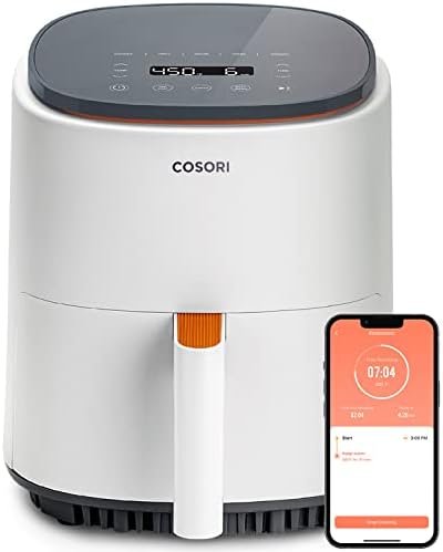 COSORI Air Fryer 4 Qt, 7 Cooking Functions Airfryer, 150+ Recipes on Free App, 97% less fat Freidora de Aire, Dishwasher-safe, Designed for 1-3 People, Lite 4.0-Quart Smart Air Fryer, White