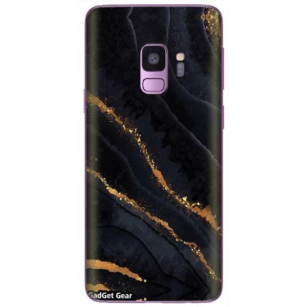 Gadget Gear Vinyl Skin Back Sticker (Note a Cover) Black Gold Marble (70) Mobile Skin Compatible with Samsung Galaxy S9 (Only Back Panel Coverage Sticker)