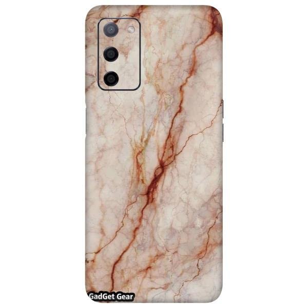 Gadget Gear Vinyl Skin Back Sticker Brown Marble (75) Mobile Skin Compatible with Oppo A53s (5G) (Only Back Panel Coverage Sticker)