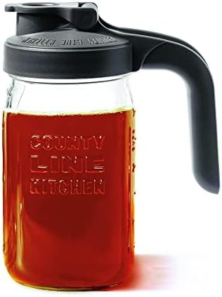 County Line Kitchen Glass Mason Jar Pitcher with Lid – Wide Mouth, 1 Quart (32 oz) – Heavy Duty, Leak Proof – Sun & Iced Tea, Cold Brew Coffee, Breast Milk Storage, Flavored Water & More