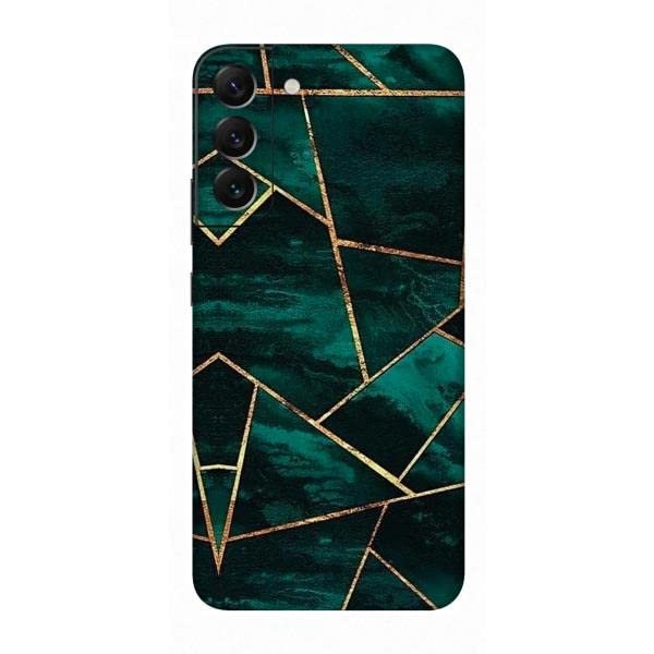 Gadget Gear Vinyl Skin Back Sticker Polygon Marble Teal Green Golden (91) Mobile Skin Compatible with Samsung Galaxy S22 Plus (Only Back Panel Coverage Sticker)