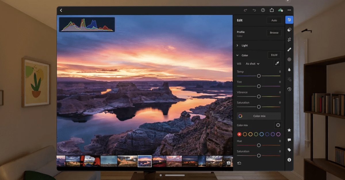 Lightroom on Vision Pro is easy and intuitive, but a slower pace