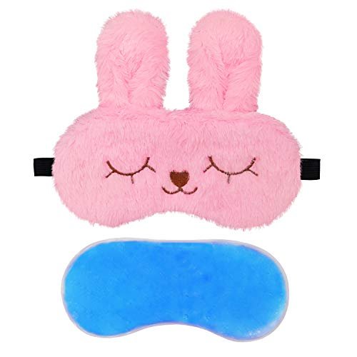 Jenna Sleep Eye Mask with cooling gel for Men Women, Night Sleeping Mask & Blindfold, Block Out Light, Soft Comfort Eye Shade Cover for Travel Nap (Pink)
