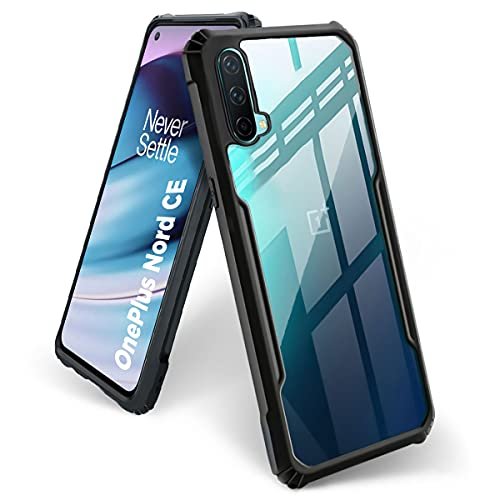 BASECASE Shock Proof Crystal Clear Back Case Mobile Cover for 1+ OnePlus Nord CE 5G (Hard | Hybrid PC + TPU | Full Armour Device & Camera Protection | Black)