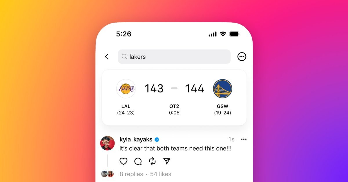 Threads will now show sports scores starting with NBA games