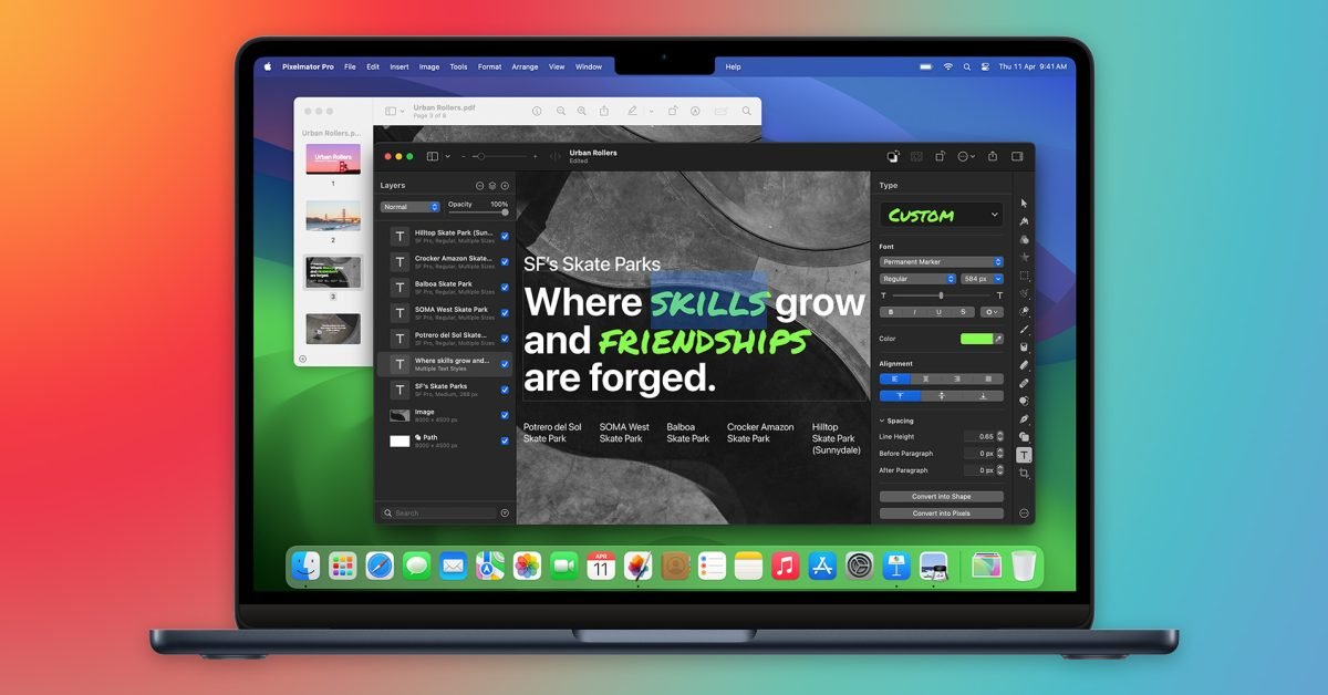 Pixelmator Pro adds PDF text editing and new bento templates