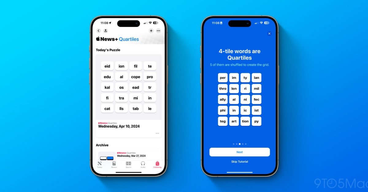 iOS 17.5 expands Puzzles collection with leaderboards and new ‘Quartiles’ word game