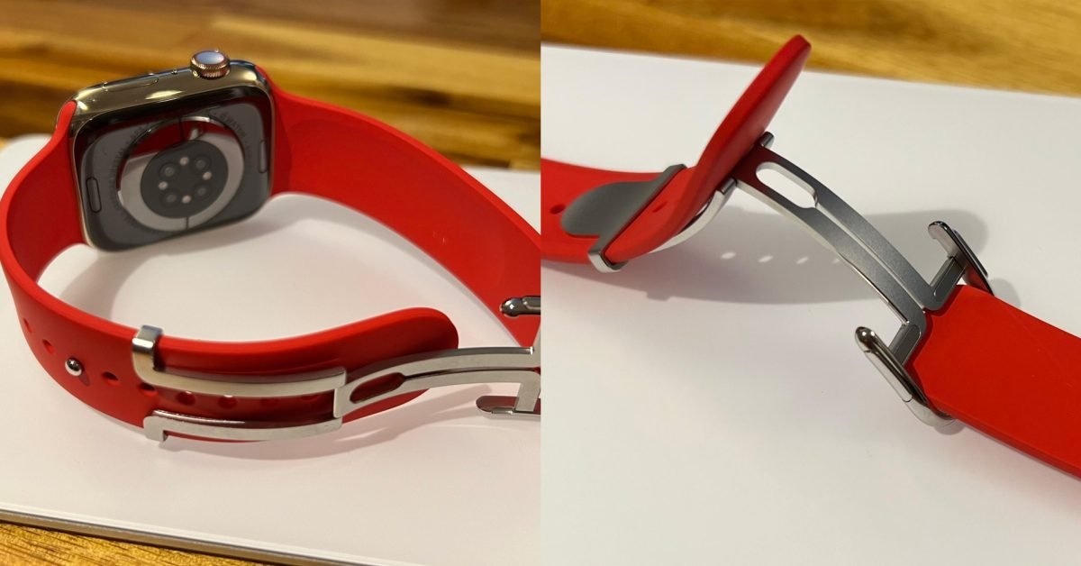 This unreleased Apple Watch silicone band has a metal buckle