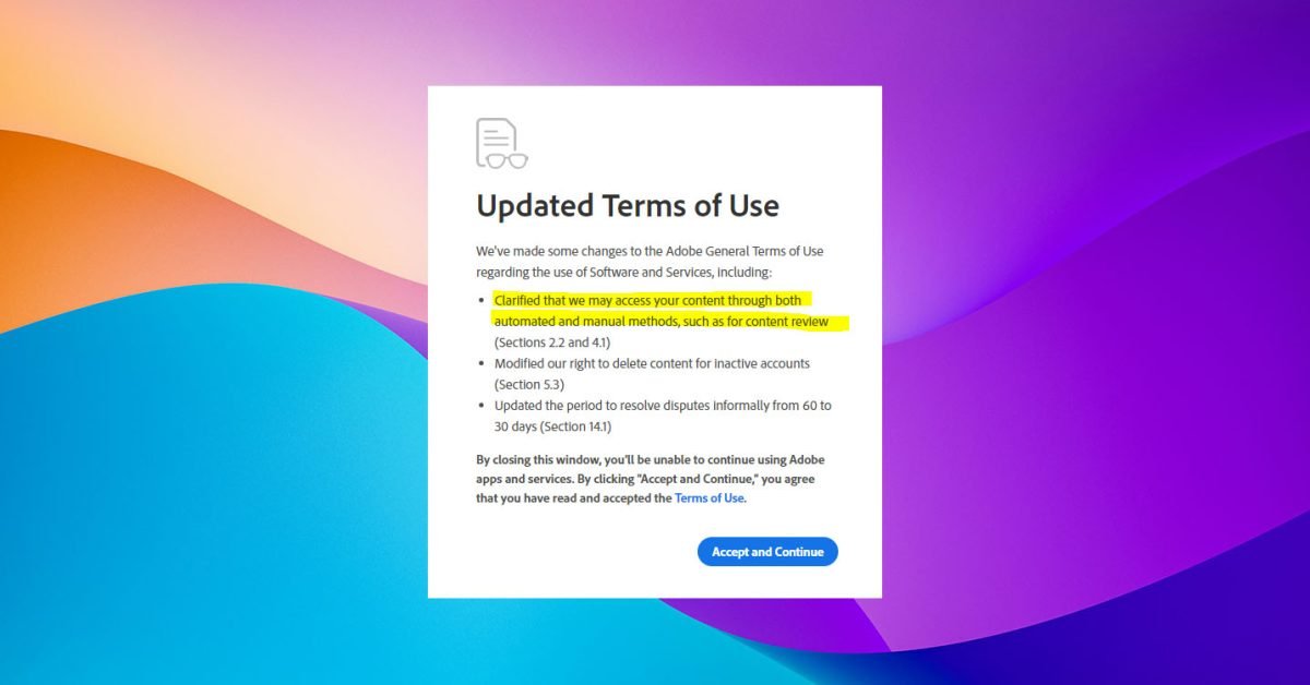 Change to Adobe terms & conditions outrages many professionals