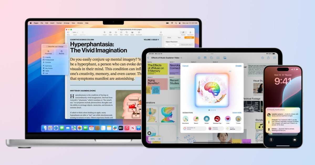 iPhones, iPads, and Macs compatible with Apple Intelligence