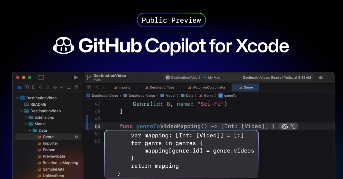 GitHub releases public preview of Copilot for Apple’s Xcode